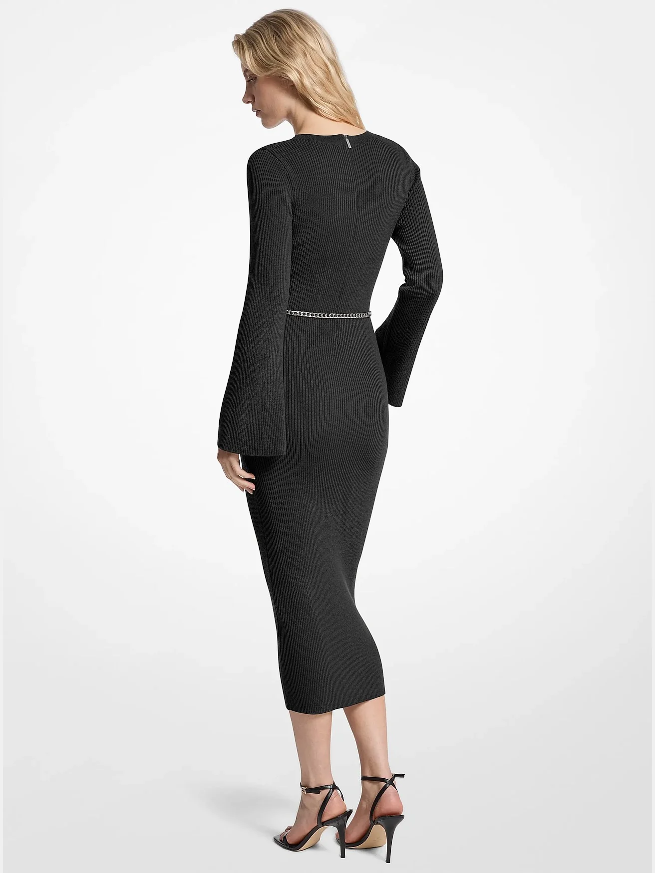 Платье-миди Michael Kors из шерсти с поясом на цепочке — 2