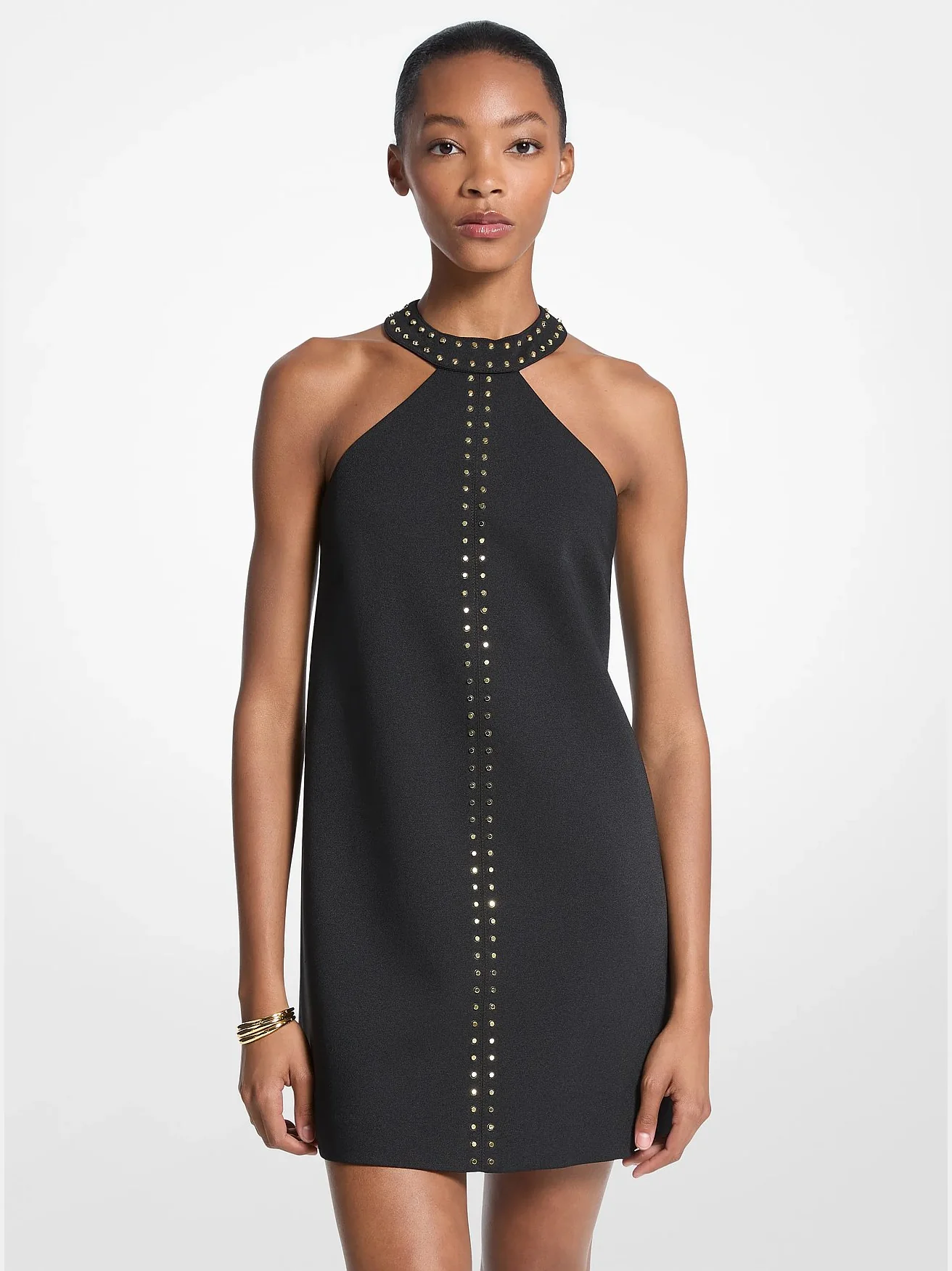 Мини-платье-халтер Michael Kors из стретч-крепа со стразами — 1