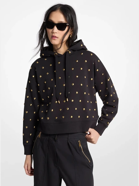 Укороченное худи Michael Kors с заклёпками, чёрное