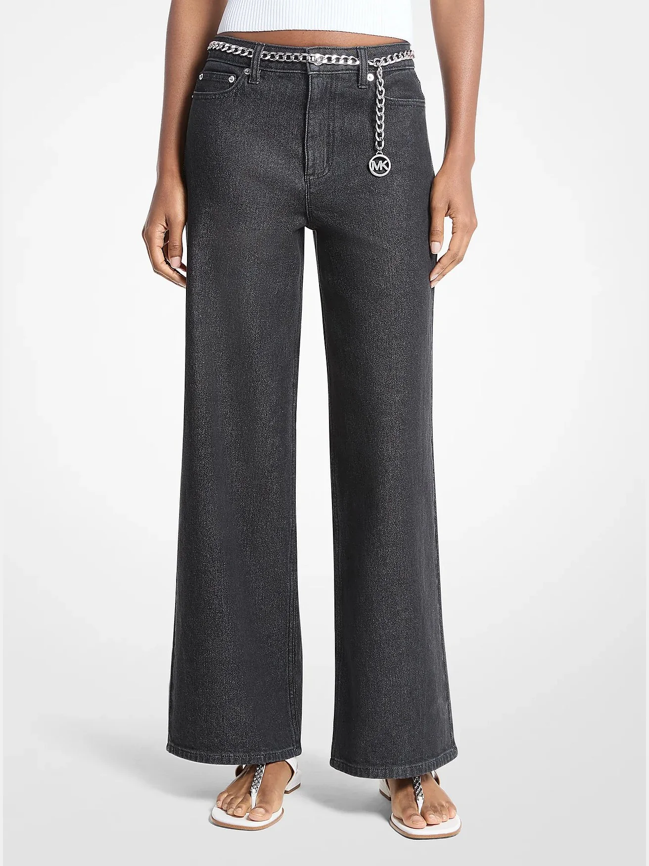 Джинсы wide-leg из эластичного денима — 1