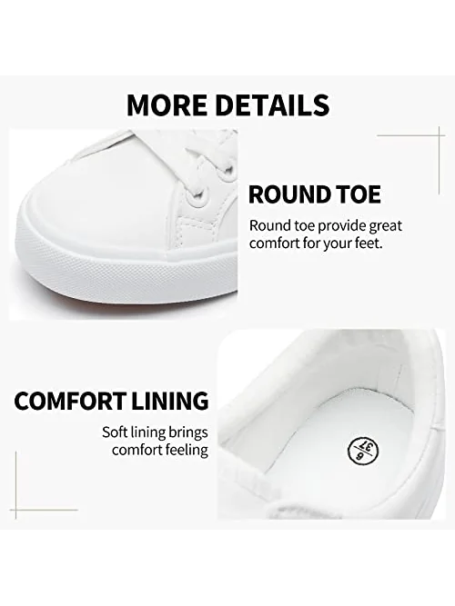 SERNIAL Womens White Tennis Shoes — 3