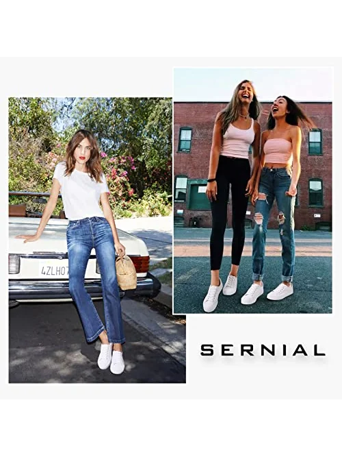 SERNIAL Womens White Tennis Shoes — 5
