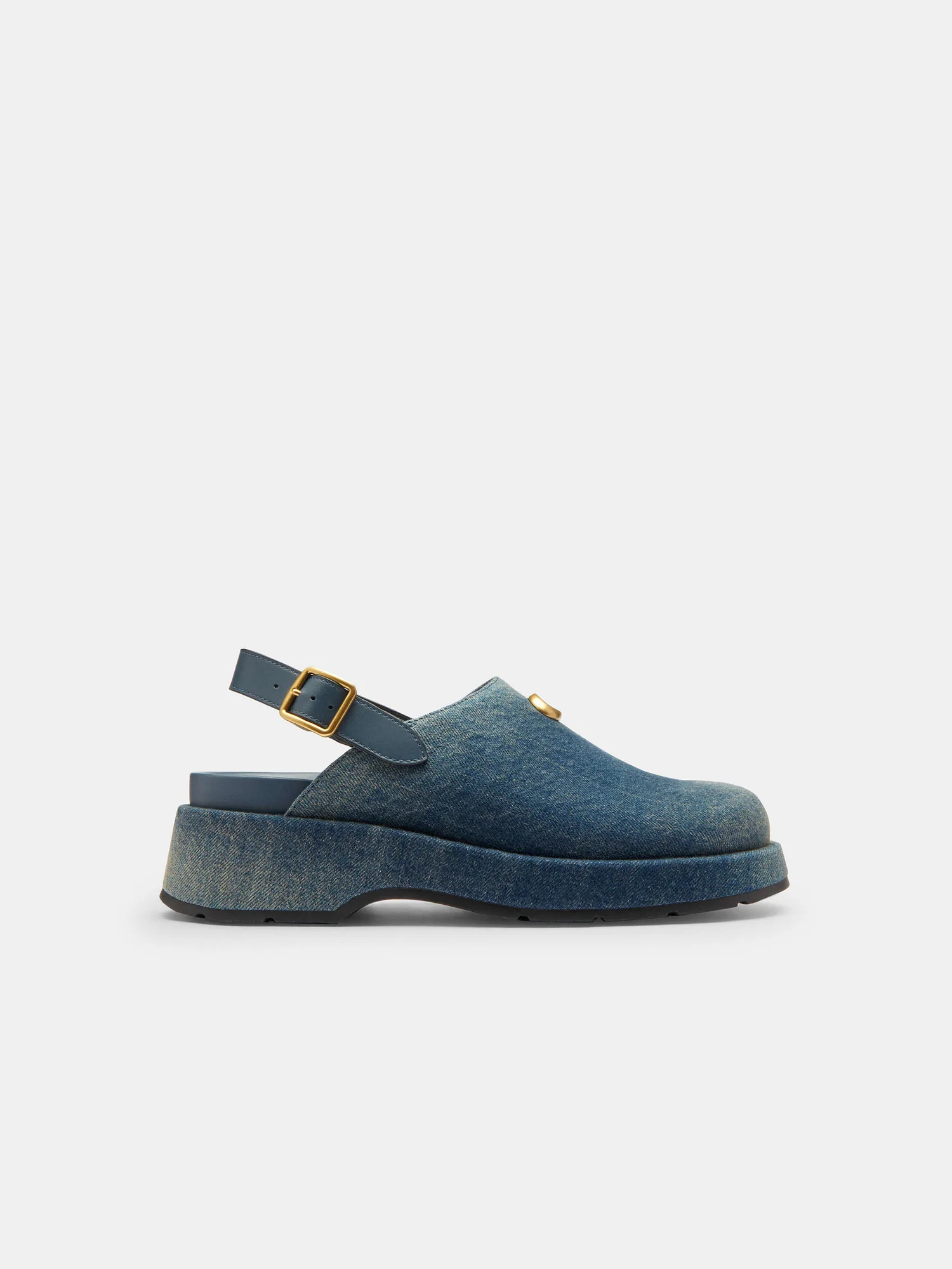 Сабо Coach Sculpted C джинсовые на платформе, синие — 7