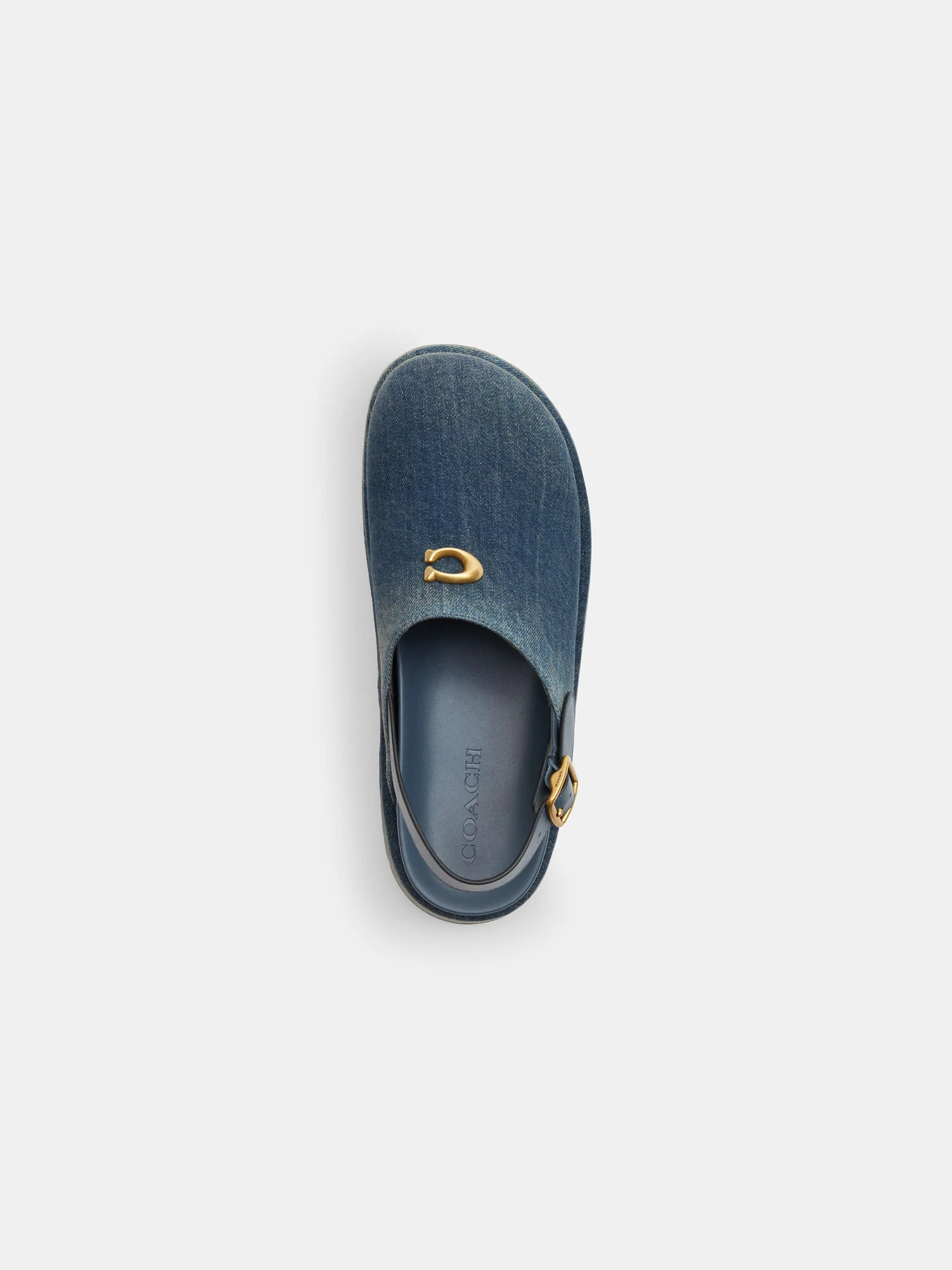Сабо Coach Sculpted C джинсовые на платформе, синие — 10
