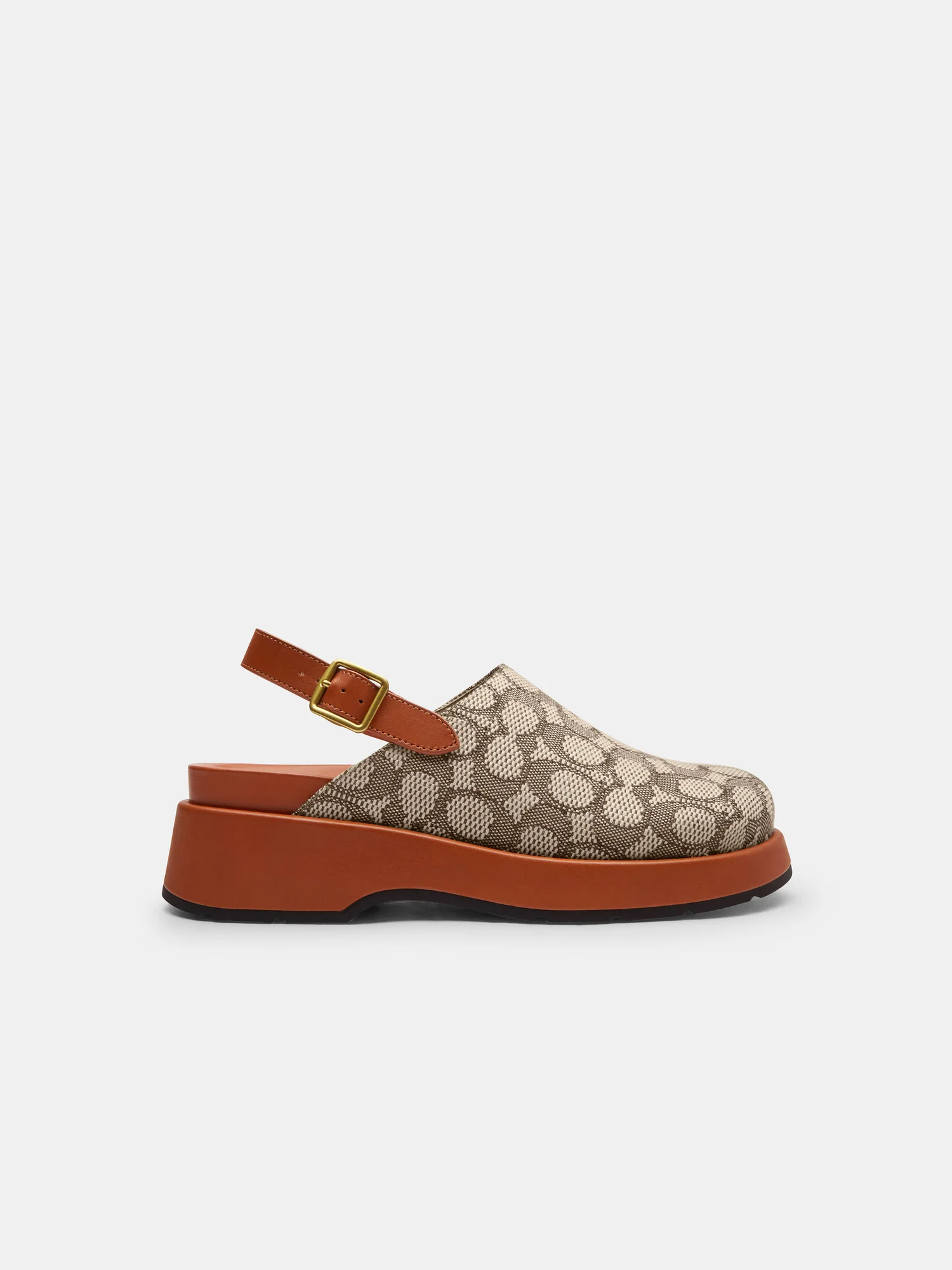 Сабо на платформе Coach Sculpted C, фирменный жаккард — 2