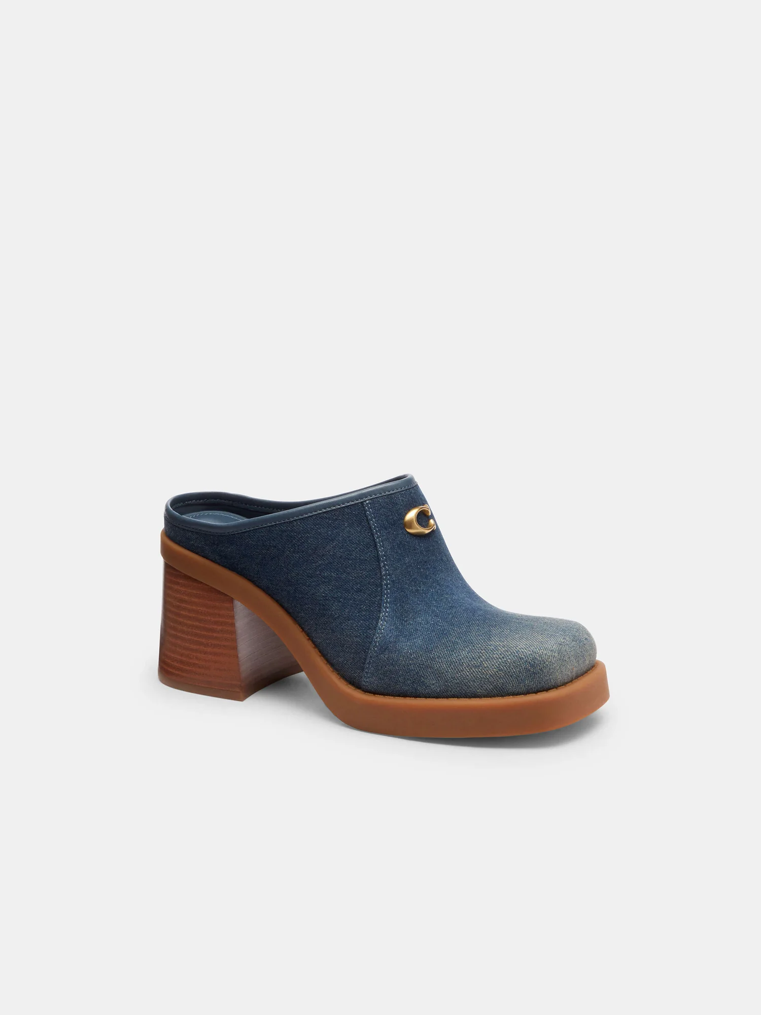 Мюли Coach Sculpted C на каблуке, тёмно-синий деним — 15