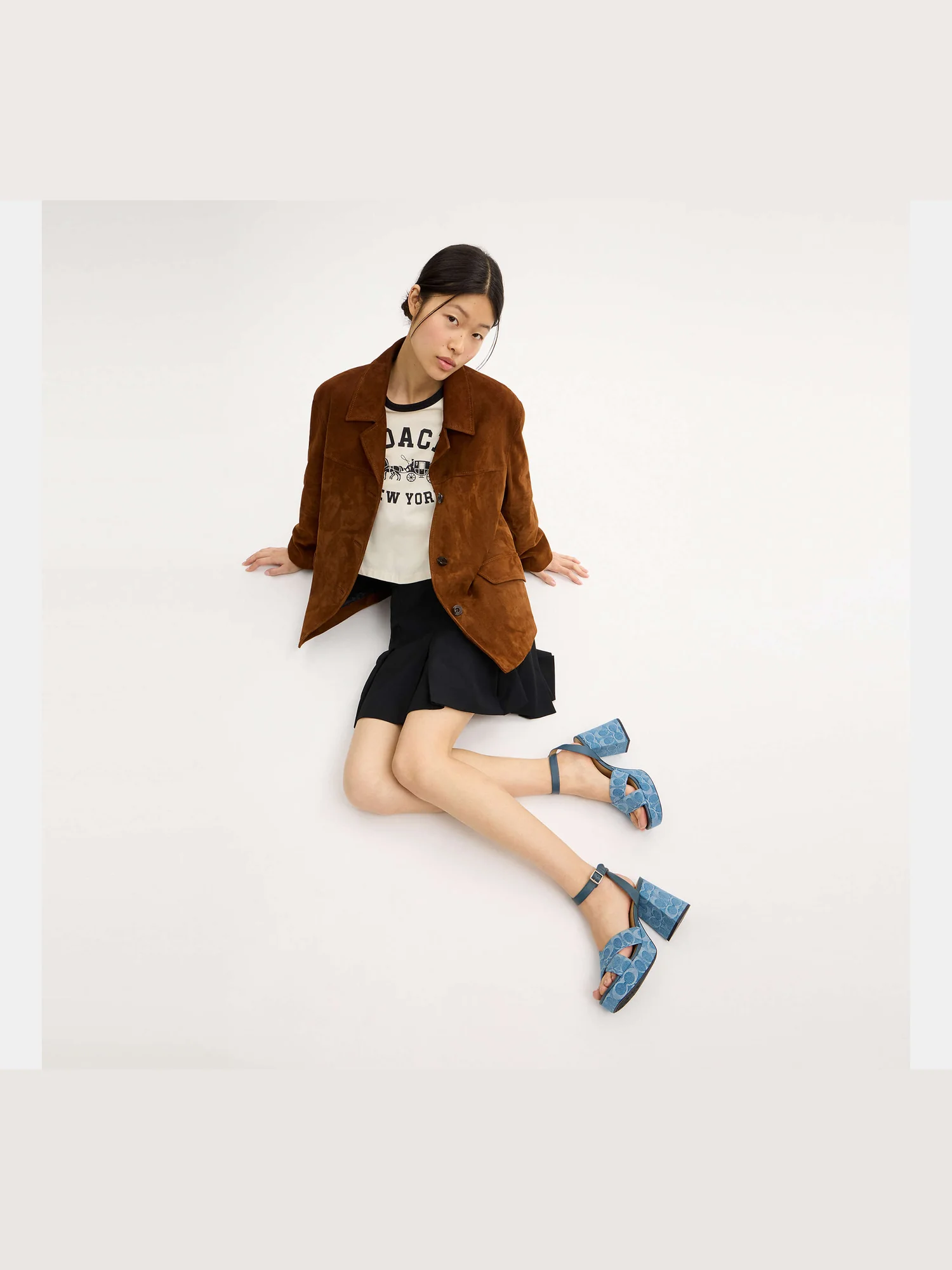 Босоножки Coach из фирменного денима на устойчивом каблуке — 8