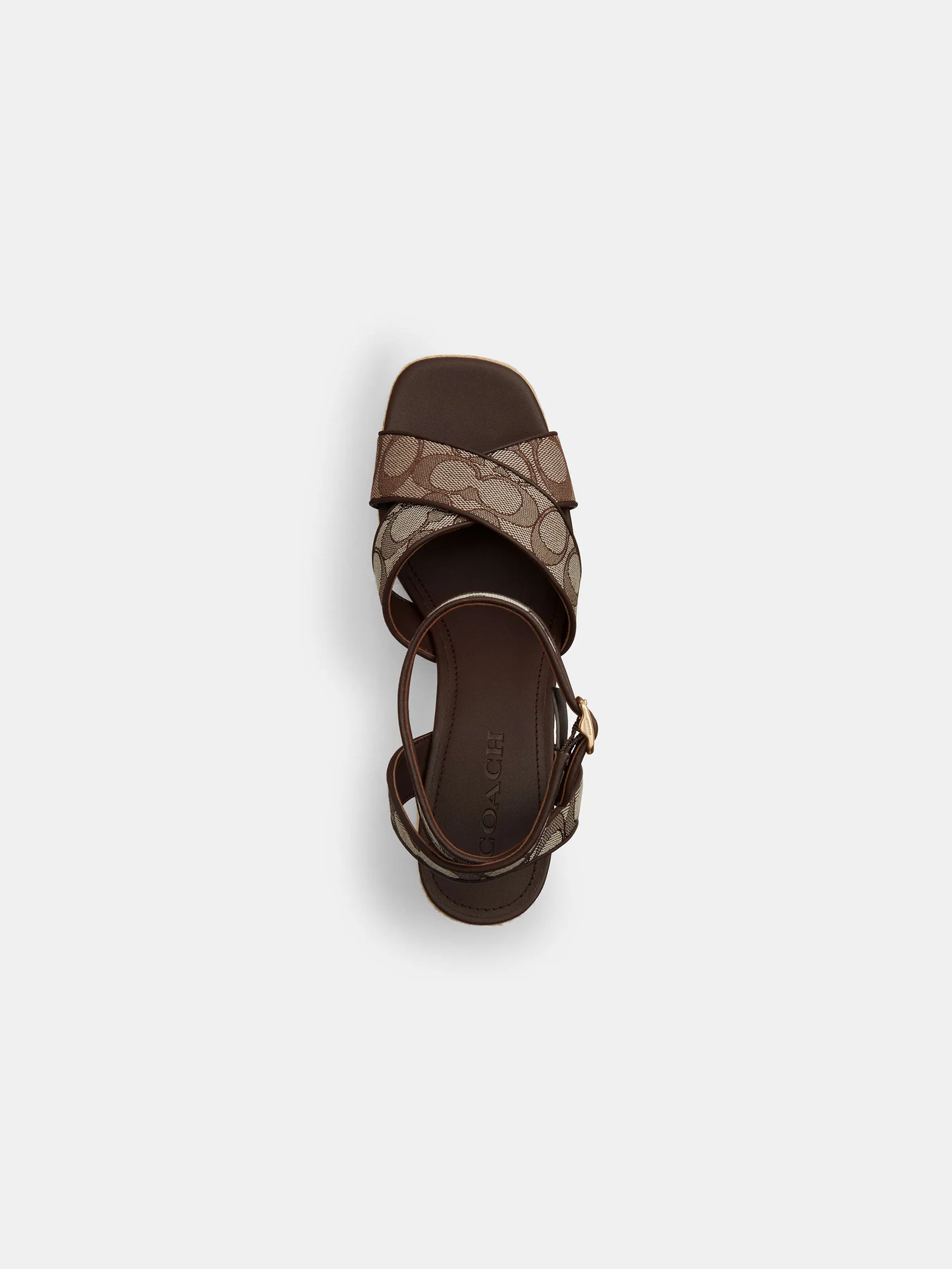 Босоножки Coach на блочном каблуке из фирменного жаккарда — 4