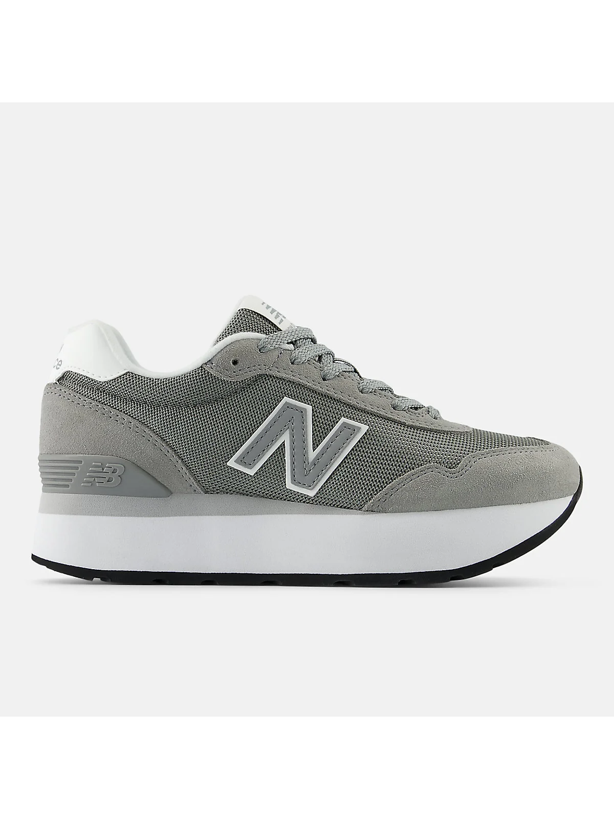 Тёмно-коричневые кроссовки New Balance 515H на толстой подошве, вид сбоку.