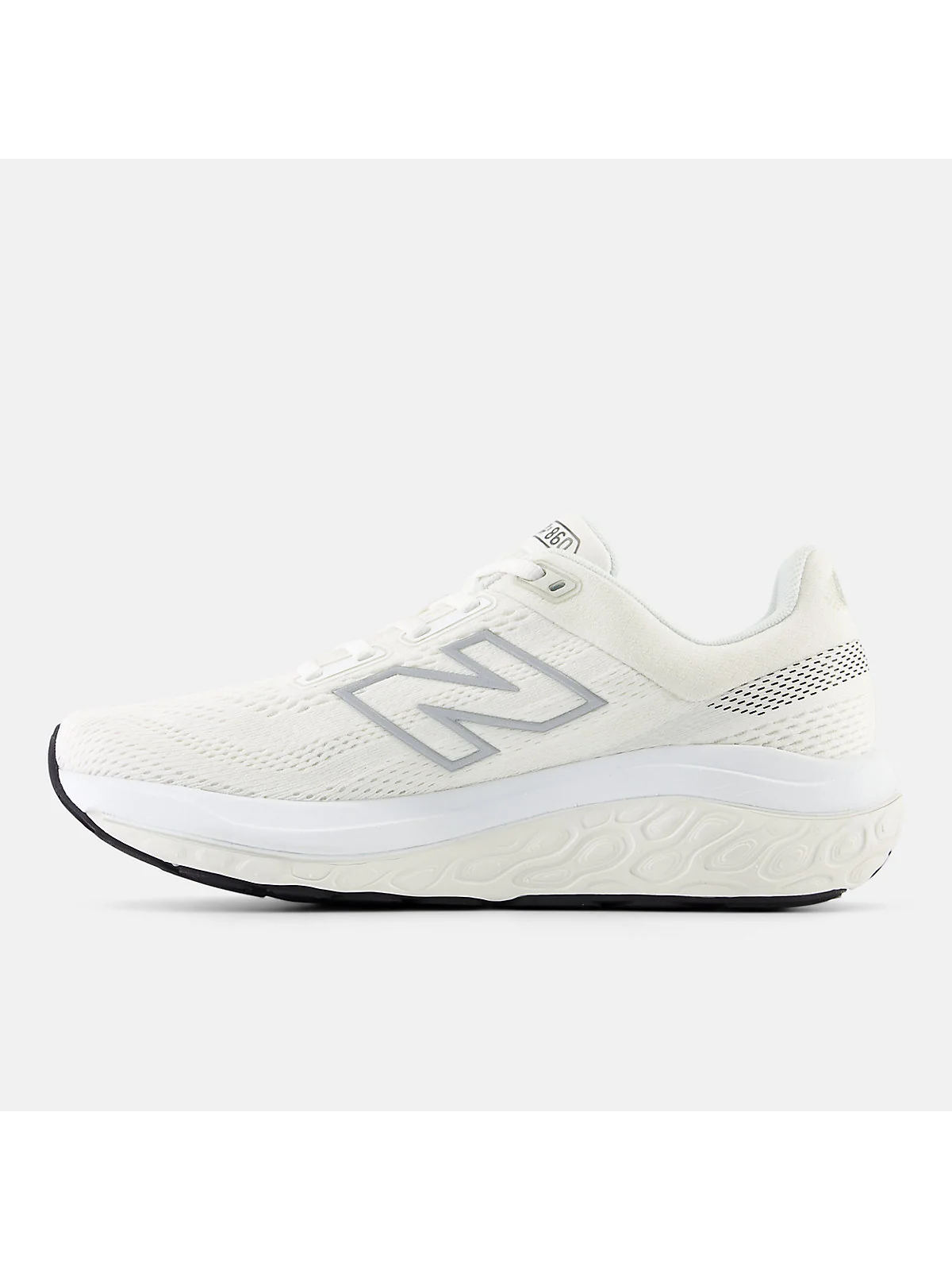Тыльный вид кроссовок New Balance Fresh Foam X 860v14 с серыми деталями.