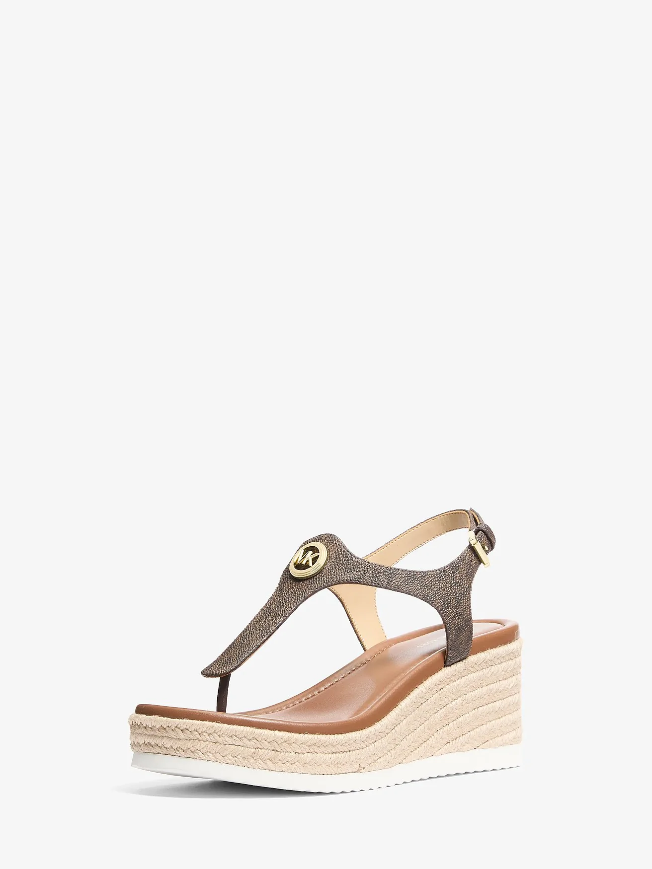 Michael Kors Val коричневые босоножки-вьетнамки на танкетке — 4