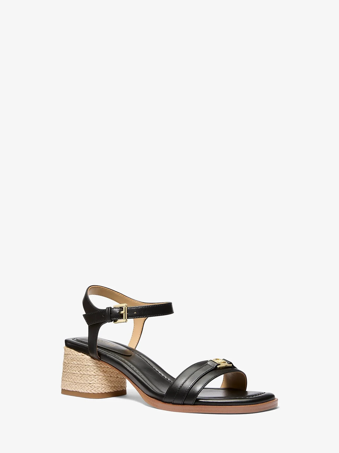 Кожаные босоножки Michael Kors Mandy на джутовом каблуке — 1