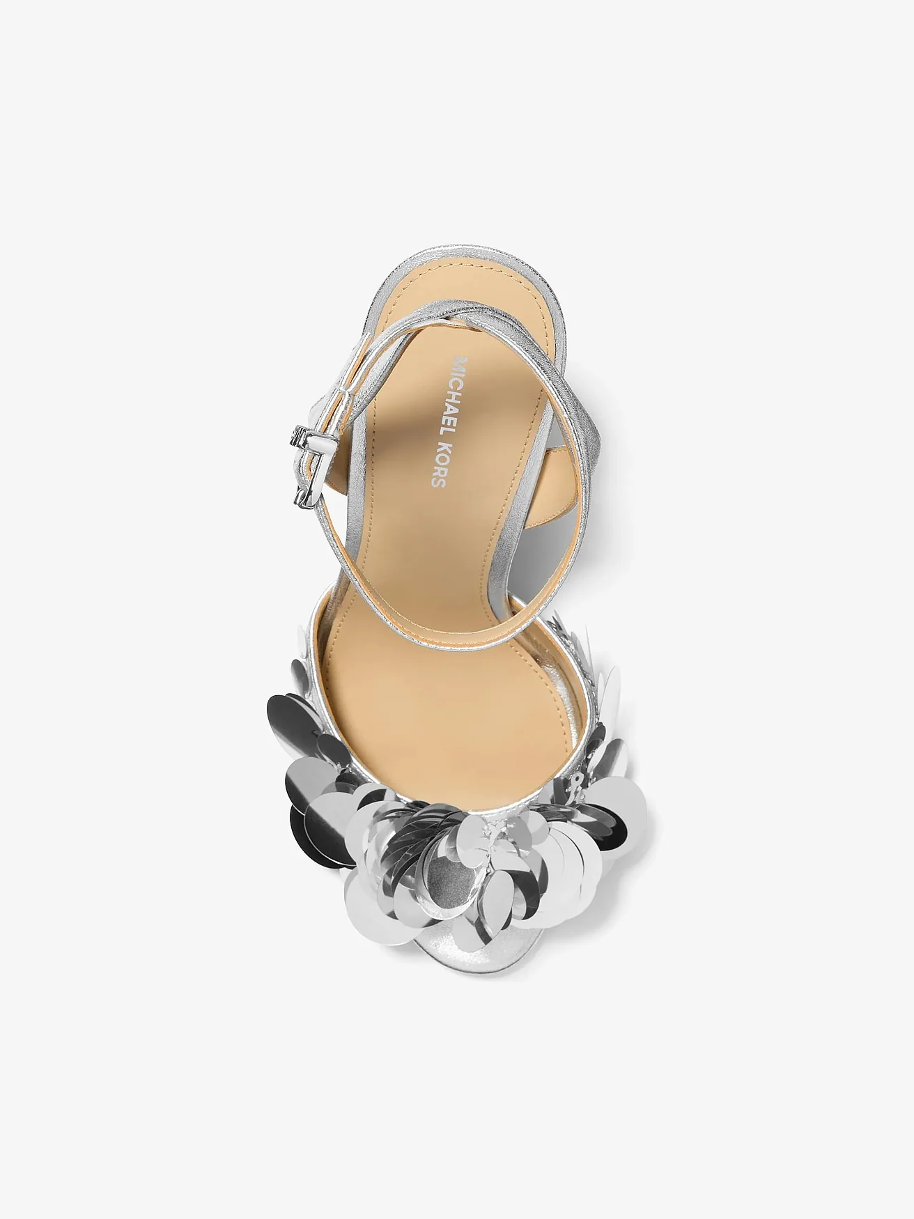 Michael Kors Loretta серебристые босоножки с пайетками — 3