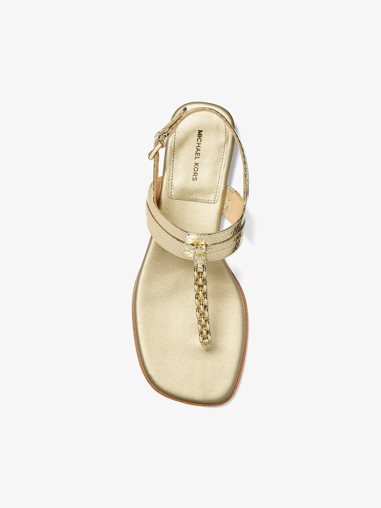 Michael Kors Marcia золотистые босоножки с цепочкой — 3