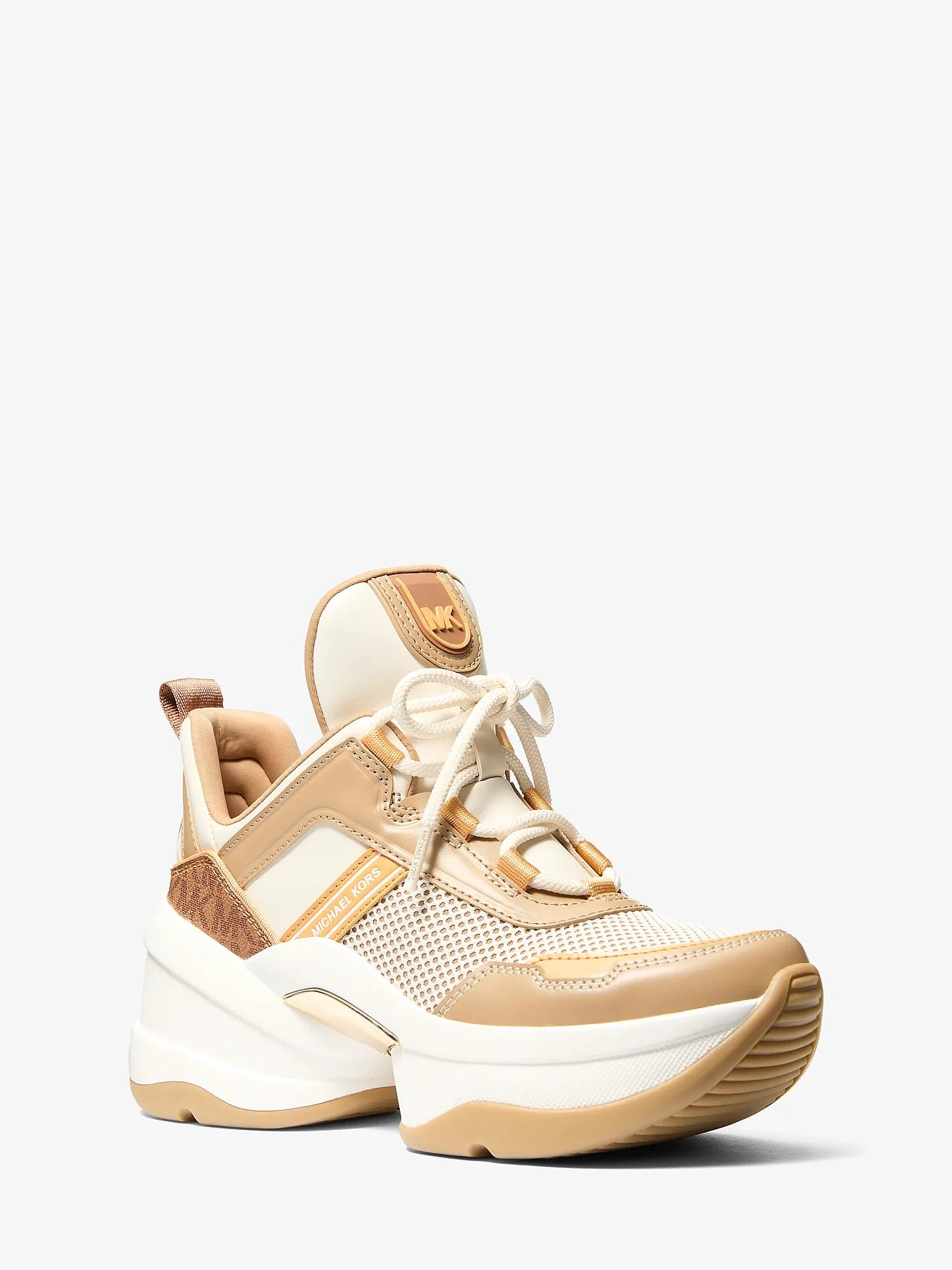 Кроссовки Olympia медово-бежевые на массивной подошве — 1