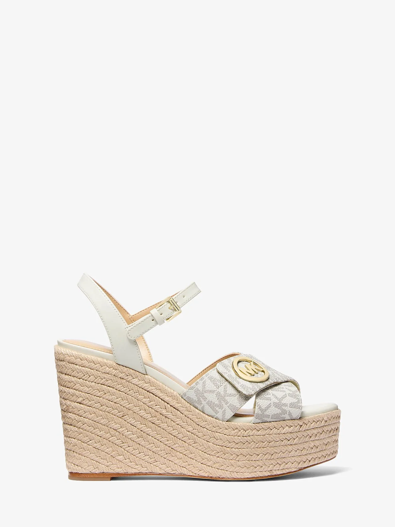 Michael Kors Hannah — босоножки на танкетке из текстиля с фирменным принтом — 2