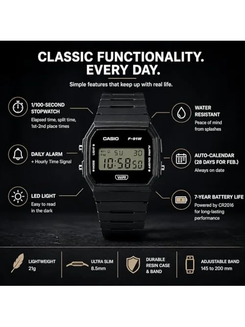 Casio F91W цифровые часы — изображение 3 из 6, оттенок разноцветный