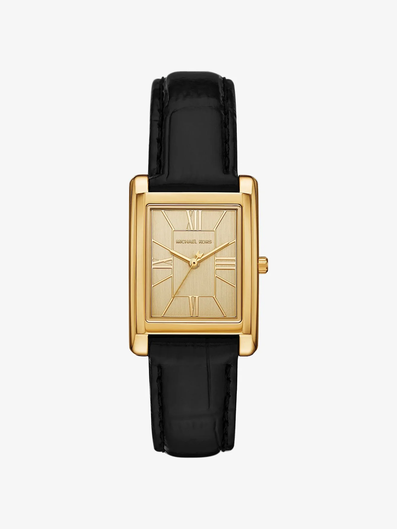 Часы Michael Kors Essex золотистые с ремешком под крокодила, черные — 1