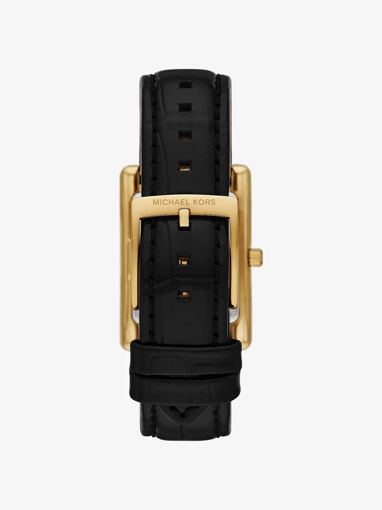 Часы Michael Kors Essex золотистые с ремешком под крокодила, черные — 3