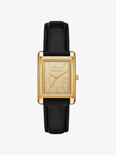 Часы Michael Kors Essex золотистые с ремешком под крокодила, черные