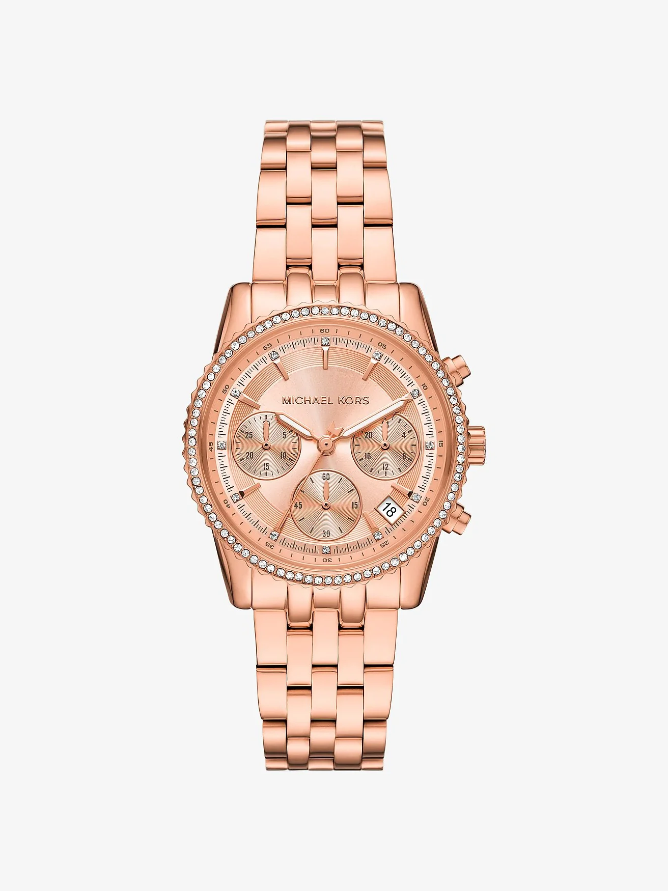 Часы Michael Kors Mini Bryant с паве, розово-золотые — 1