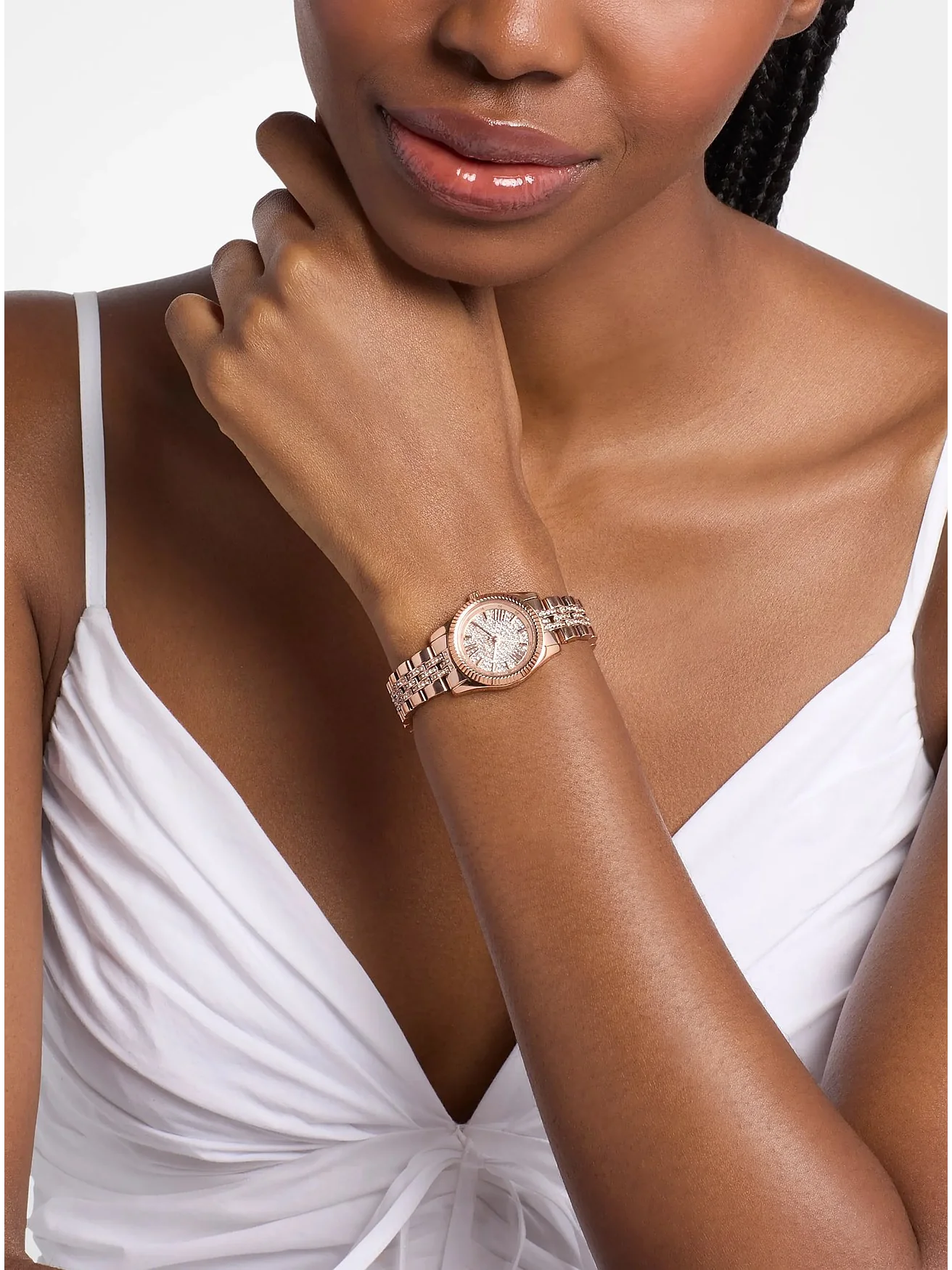 Часы Michael Kors Petite Lexington с паве, розово-золотые — 6