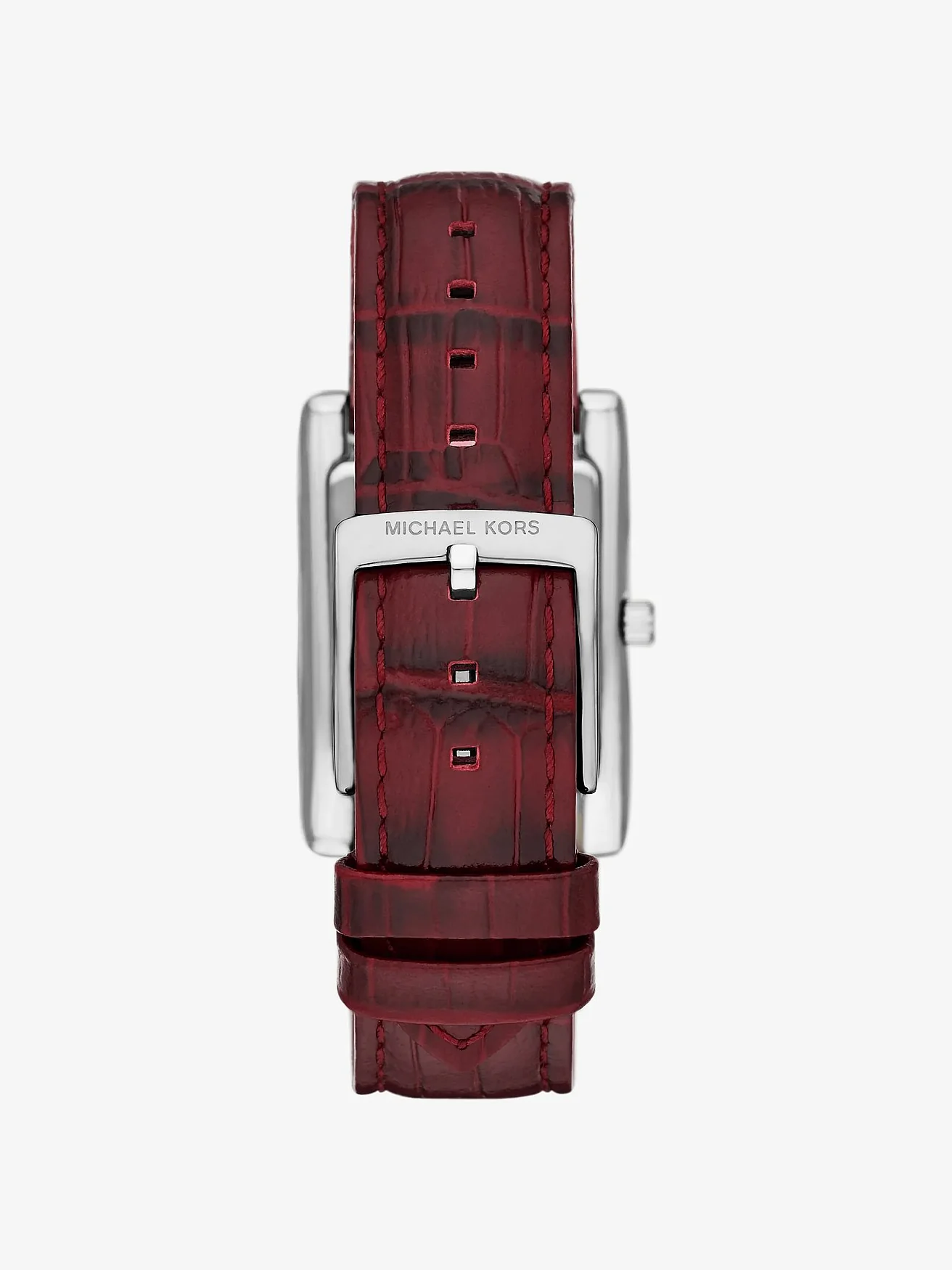 Часы Michael Kors Essex серебристые с ремешком под крокодила, бордовые — 3
