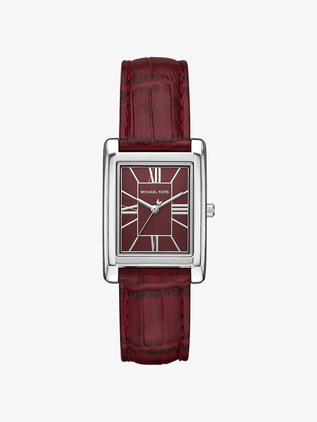 Часы Michael Kors Essex серебристые с ремешком под крокодила, бордовые