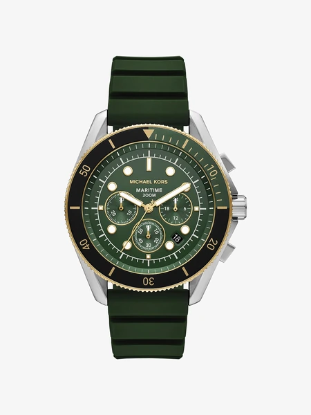 Мужские часы Michael Kors Oversized Maritime зелёного цвета с силиконовым ремешком