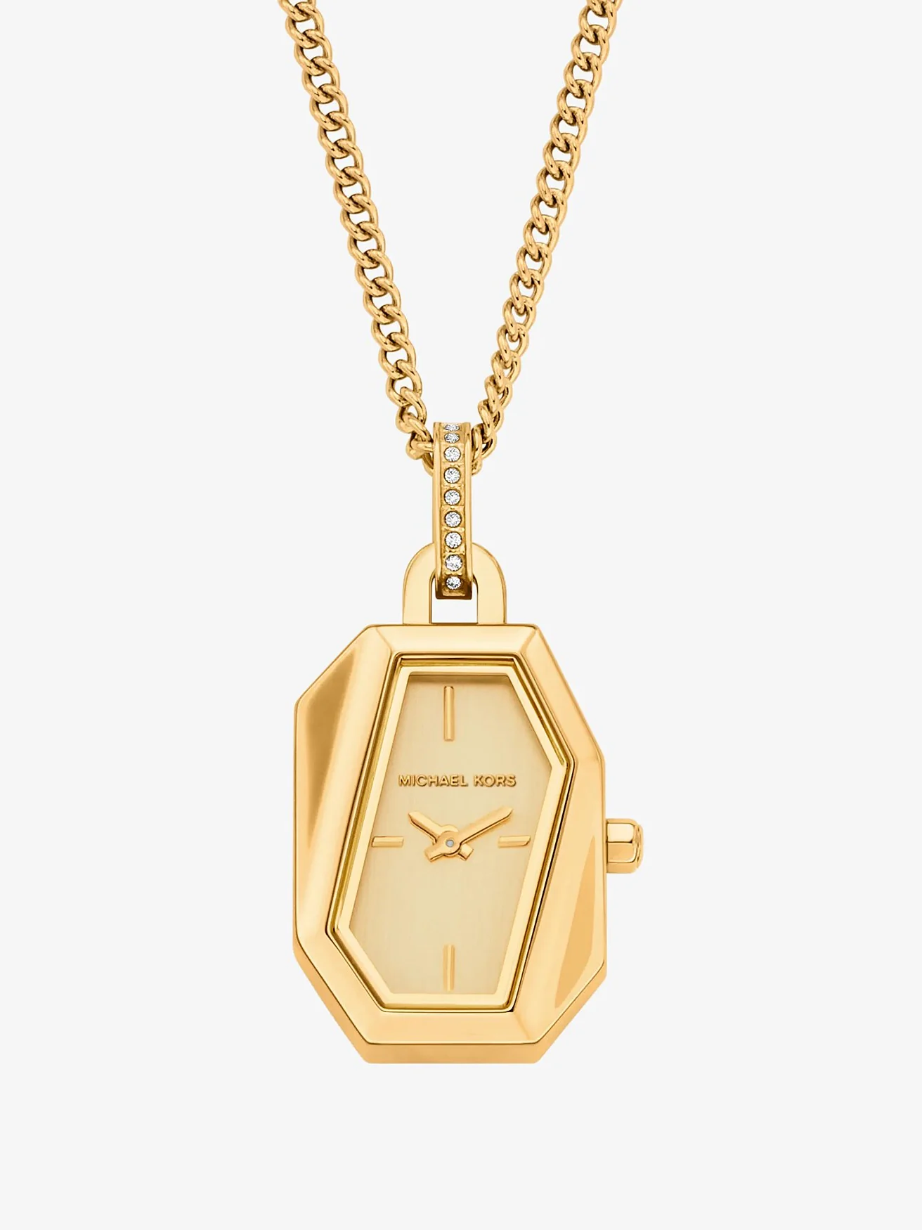 Женские часы-кулон Michael Kors Suri на цепочке золотистого цвета — 3