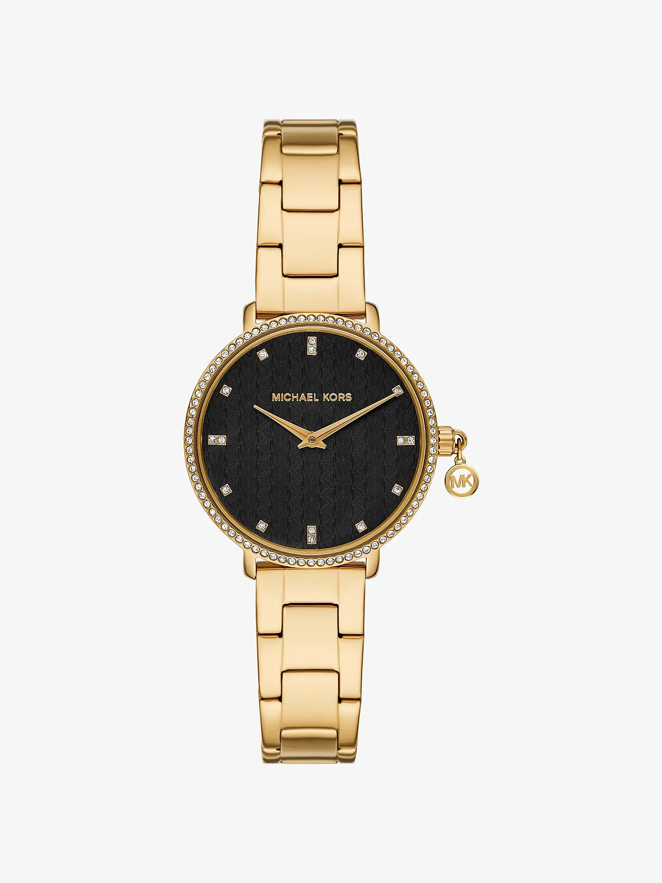 Женские часы Michael Kors Mini Pyper с кристаллами и золотистым браслетом — 1