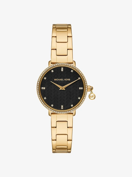 Женские часы Michael Kors Mini Pyper с кристаллами и золотистым браслетом