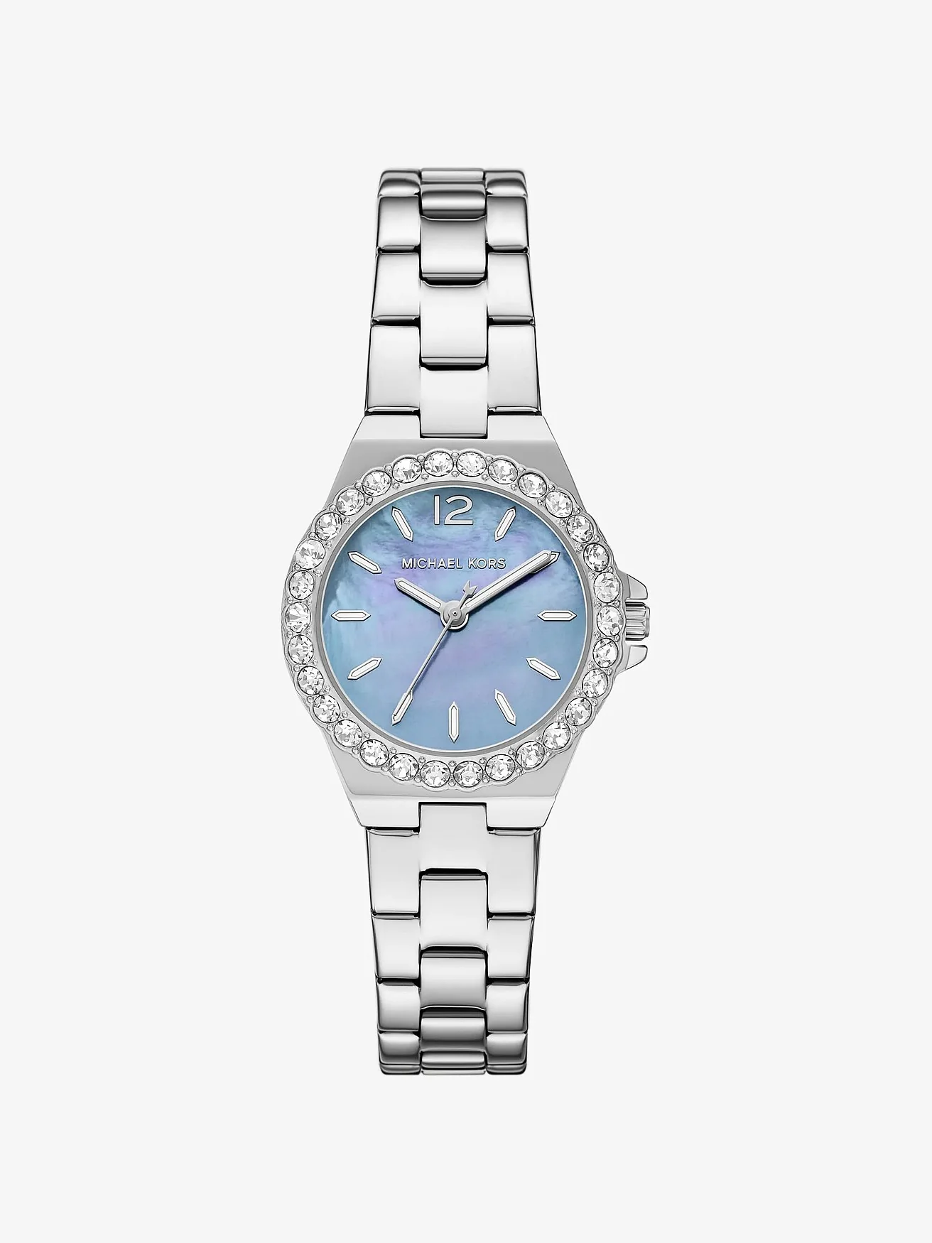 Миниатюрные женские часы Lennox с кристаллами pave серебристого тона — 1