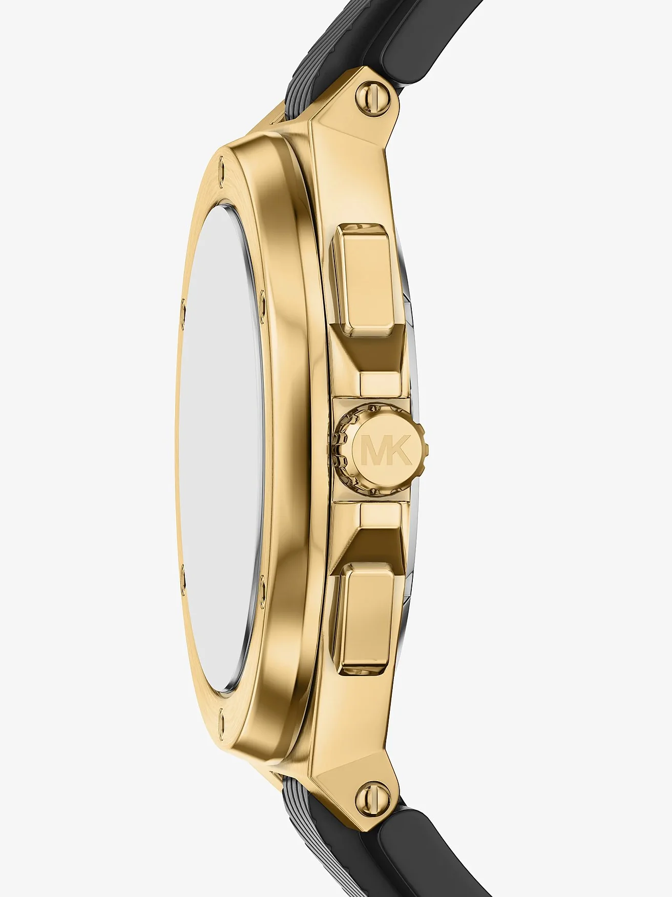 Наручные часы Michael Kors Овёрсайз Lennox золотистого тона на силиконовом ремешке — 2