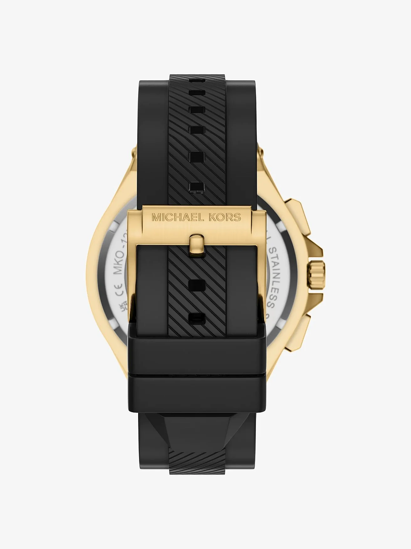 Наручные часы Michael Kors Овёрсайз Lennox золотистого тона на силиконовом ремешке — 3