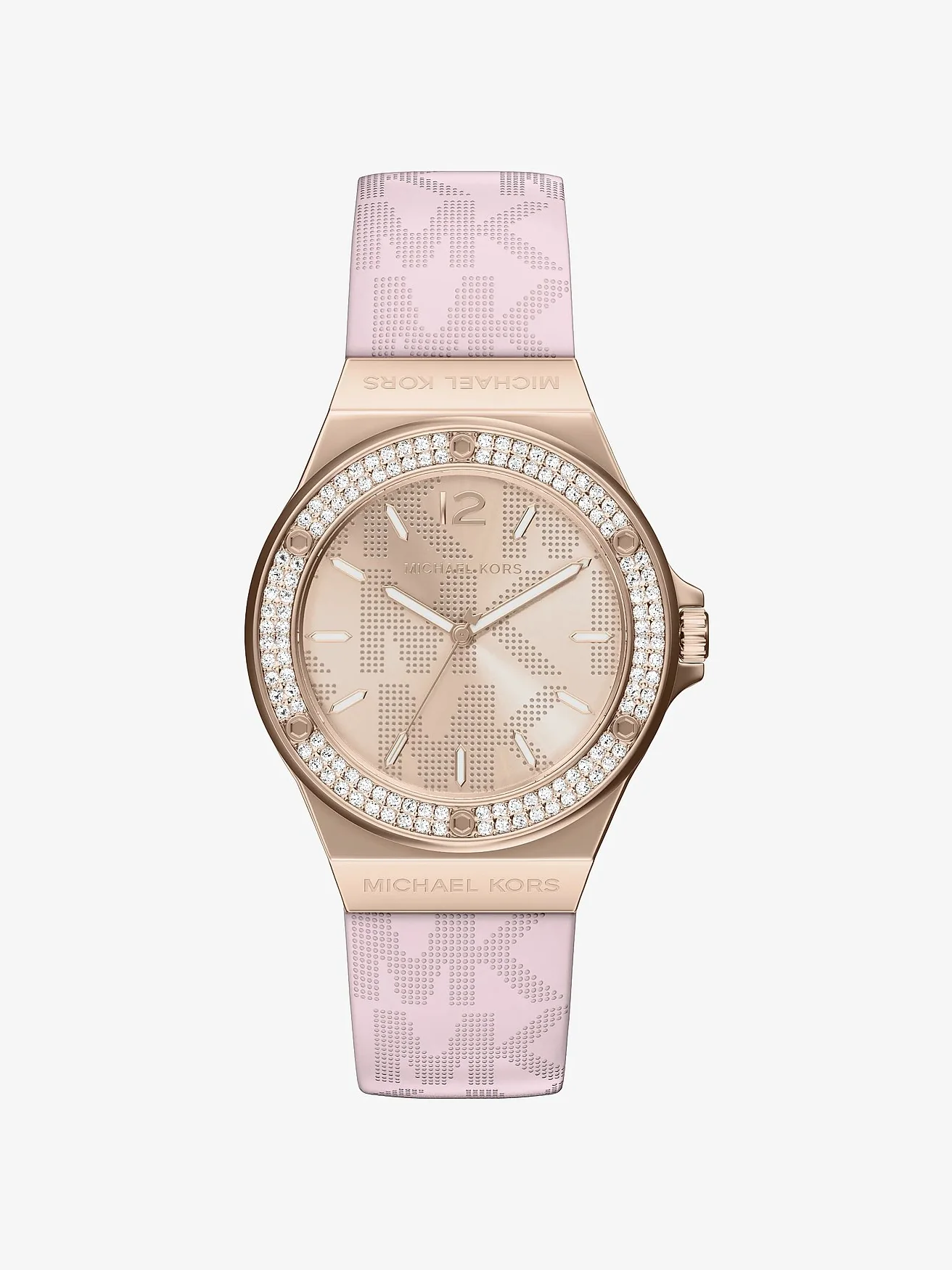 Наручные часы Michael Kors Lennox Pavé розово-золотистого тона на силиконовом ремешке — 1
