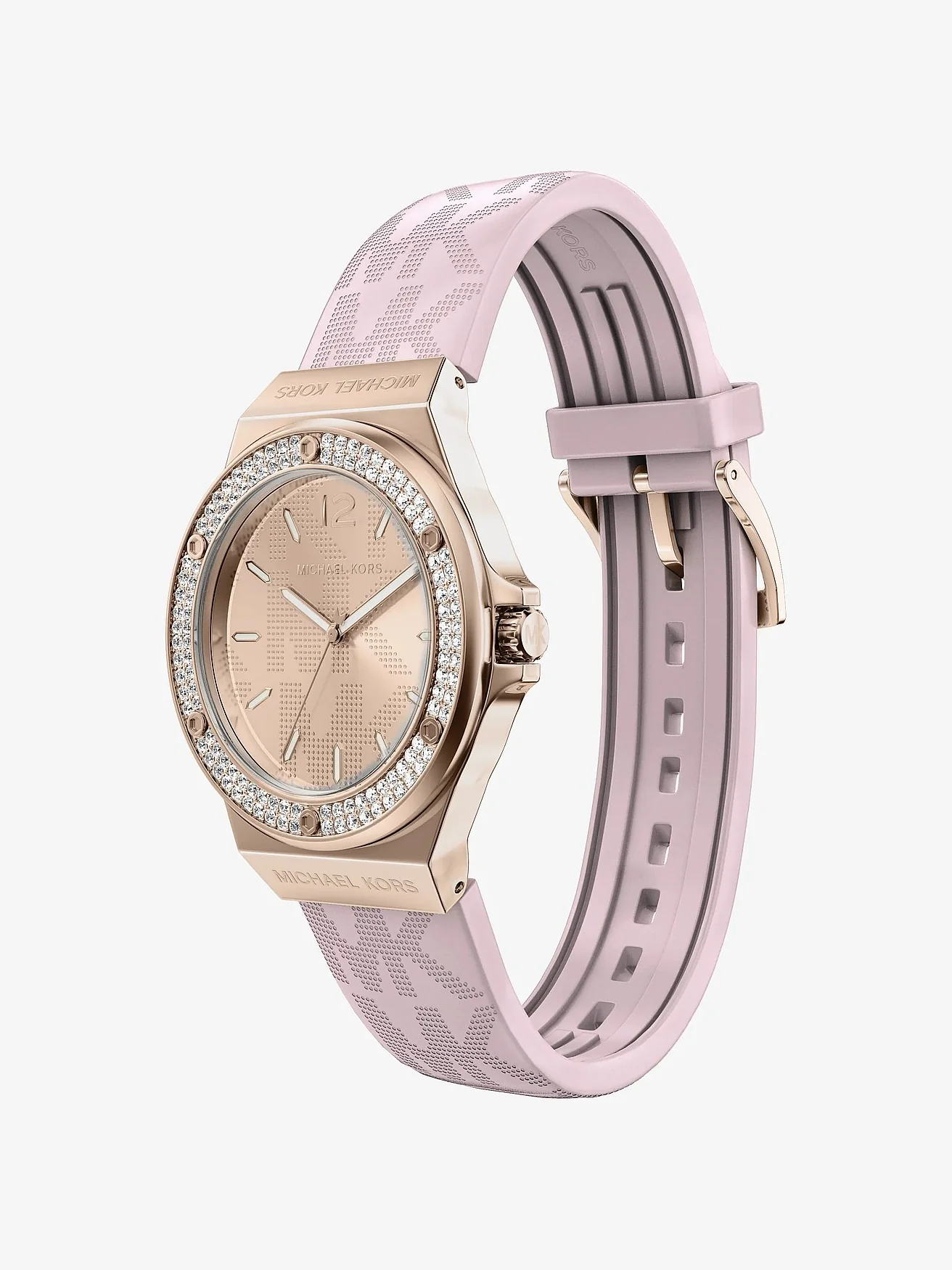 Наручные часы Michael Kors Lennox Pavé розово-золотистого тона на силиконовом ремешке — 5