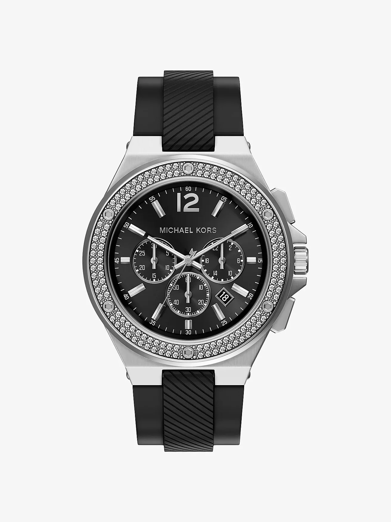 Крупные мужские часы Lennox с кристаллами pave и силиконовым ремешком — 1