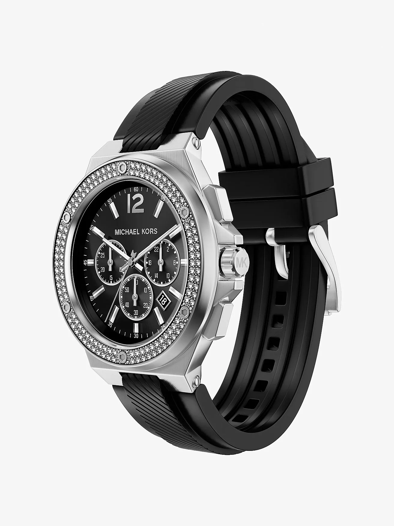 Крупные мужские часы Lennox с кристаллами pave и силиконовым ремешком — 5