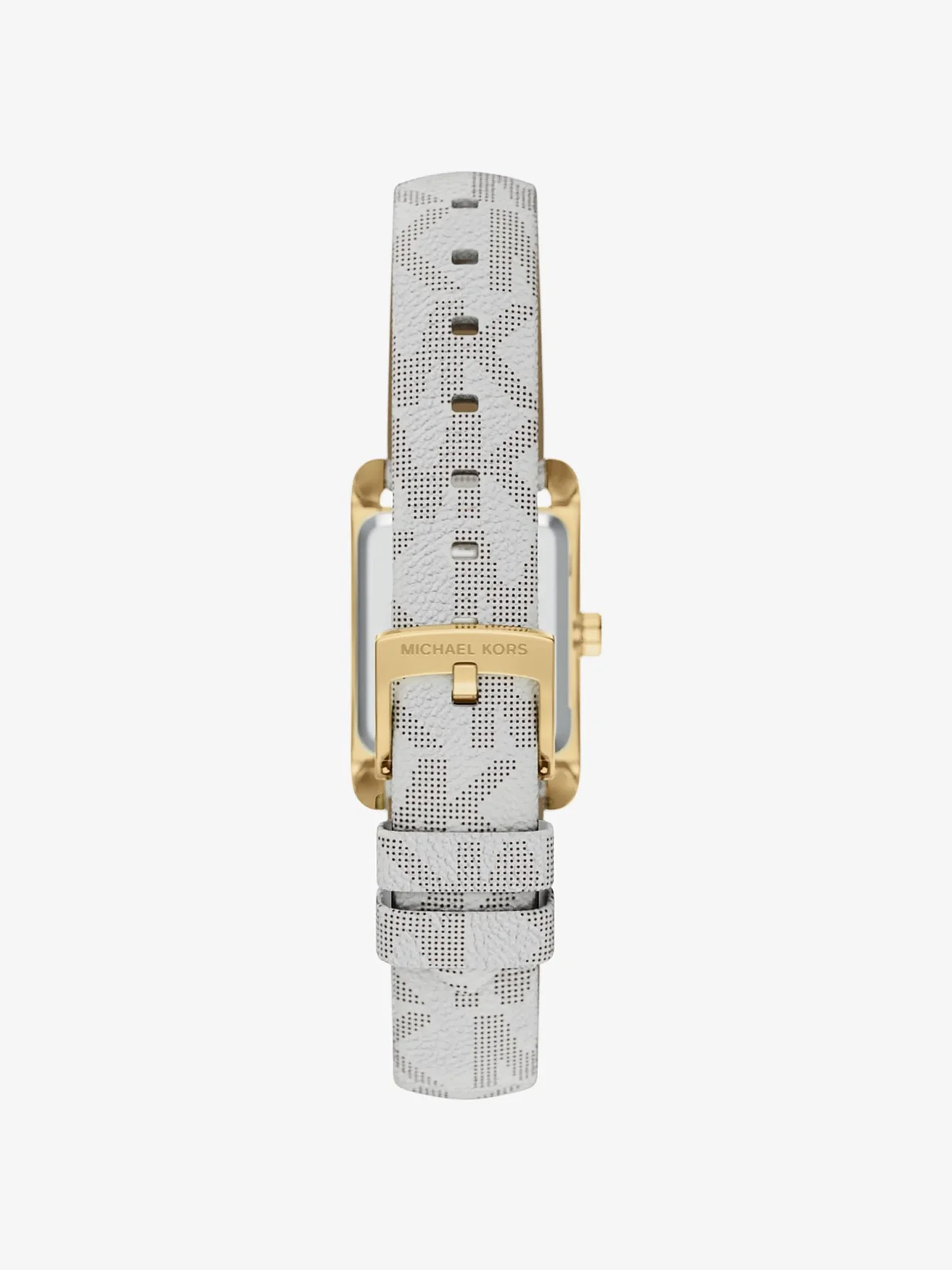 Наручные часы Michael Kors Мини Monroe золотистого тона на ремешке с монограммой, светлый ремешок — 3