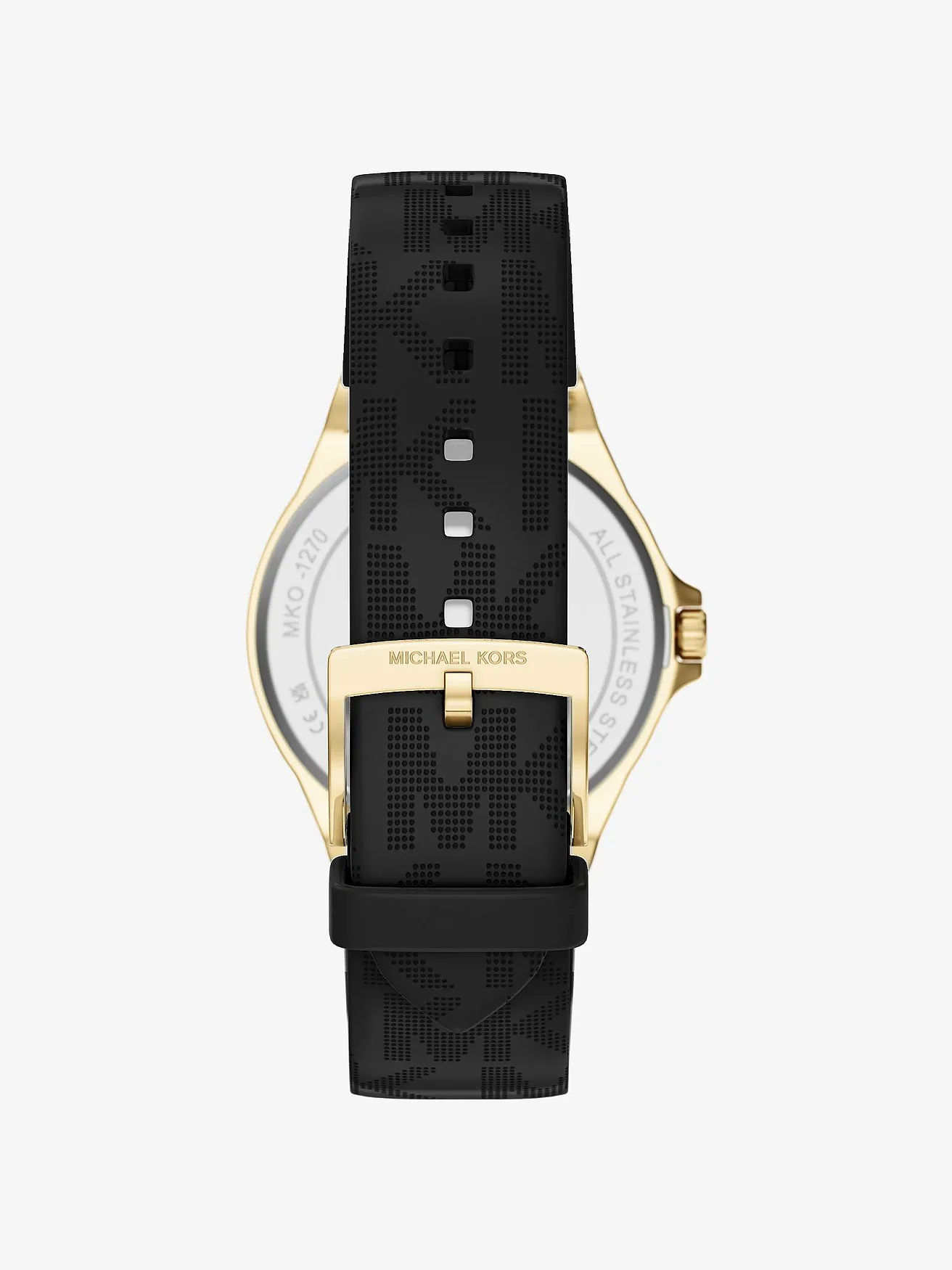 Наручные часы Michael Kors Lennox Pavé с золотистым корпусом на чёрном ремешке — 3