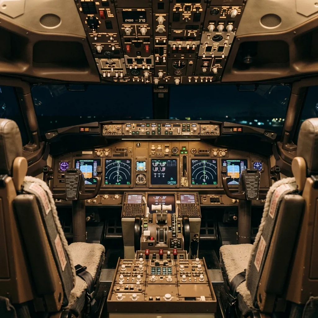 Двухместный кокпит авиатренажёра Boeing 737