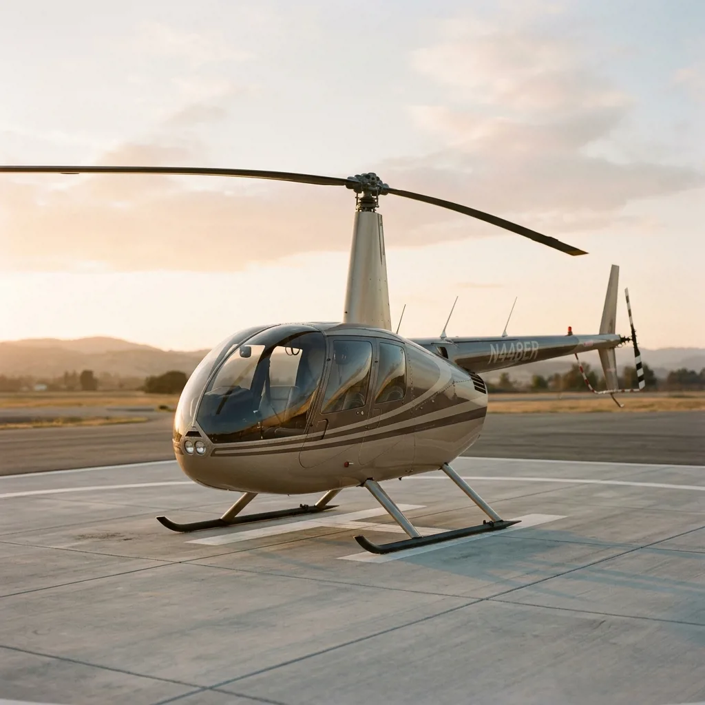 Вертолет Robinson R44 на вертолетной площадке в Краснодаре
