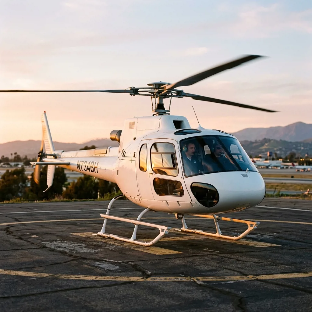 Вертолет Robinson R44 на вертолетной площадке Санкт-Петербурга