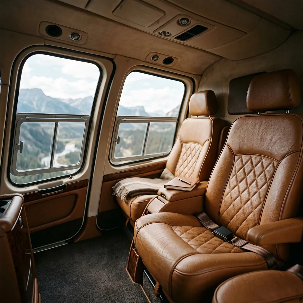 Вертолет Bell 407, вид на салон с панорамными окнами