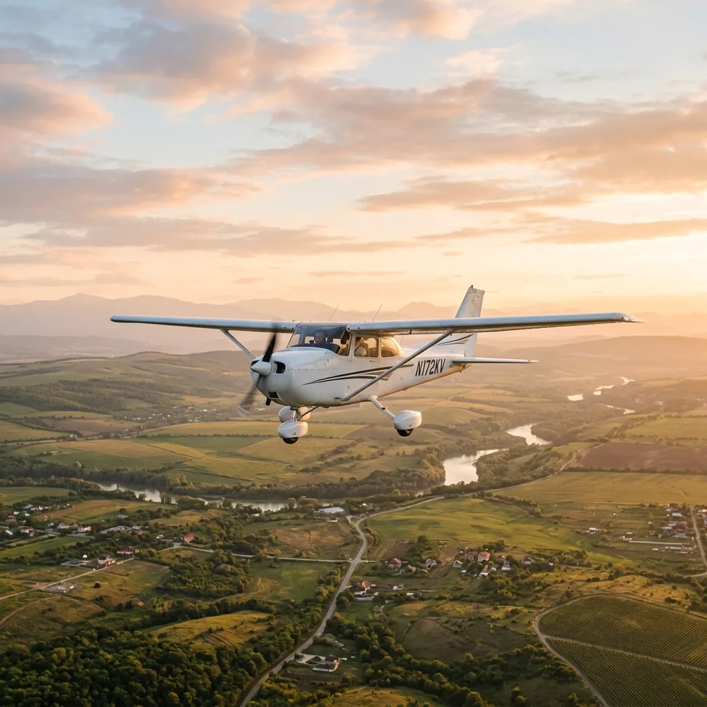 Самолет Cessna 172 над кубанскими просторами