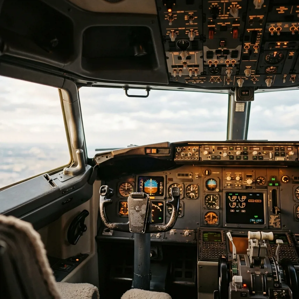 Приборная панель авиатренажёра Boeing 737 с штурвалом