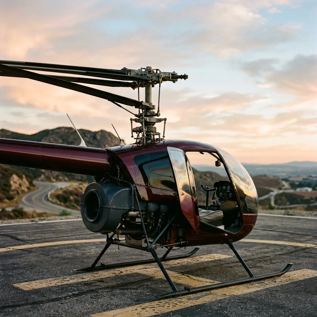 Вертолет Robinson R44 на вертолетной площадке перед вылетом