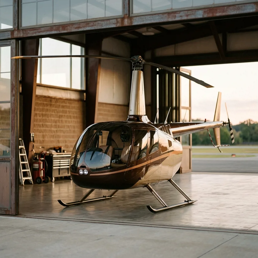 Вертолет Robinson R66 премиум-класса в ангаре