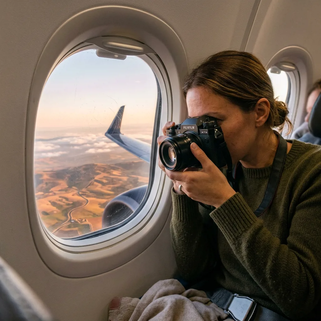 Фотосессия пассажира в кабине самолета